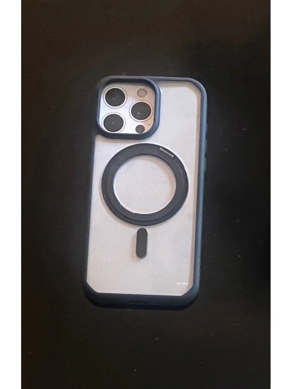 Onn Case with Ring Stand for iPhone 16 Pro Max Black/Clear